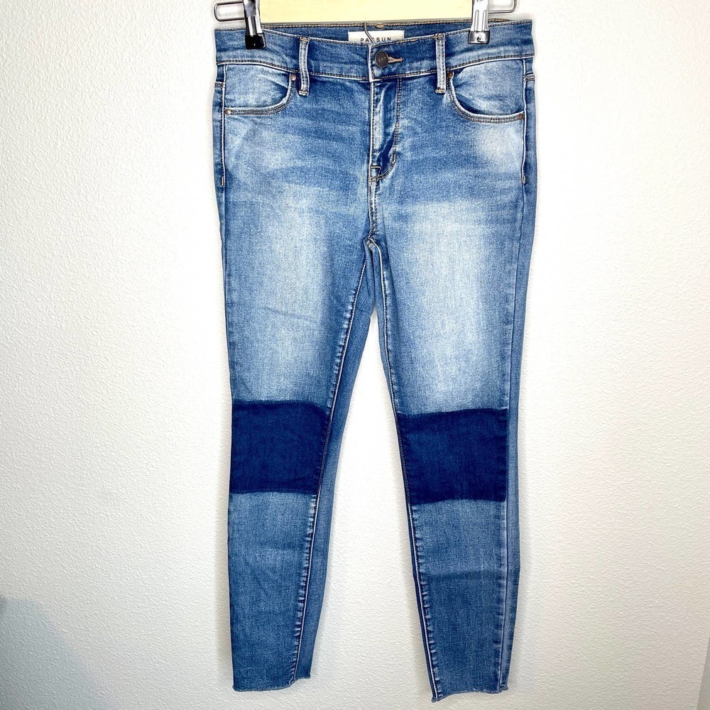 PacSun Super Stretch High Rise Waist Skinny Ankle Knee Patch Jegging Jeans Sz 25